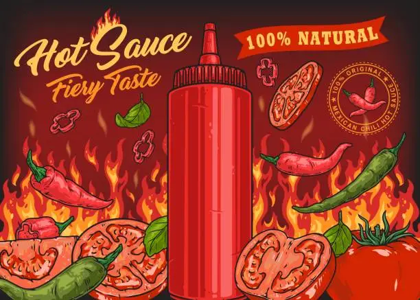 Vector illustration of Hot sauce detailed flyer colorful