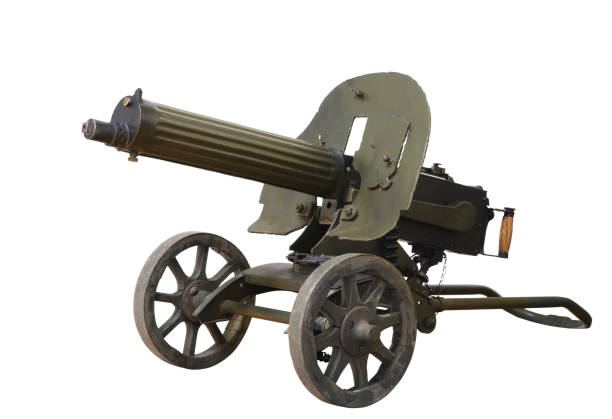istock Military old maxim machine gun on a white background isolated 1483628892