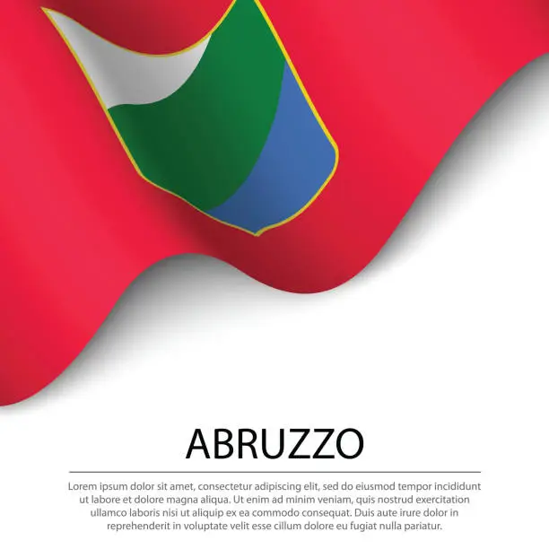 Vector illustration of Waving flag of Abruzzo is a region of Italy on white background