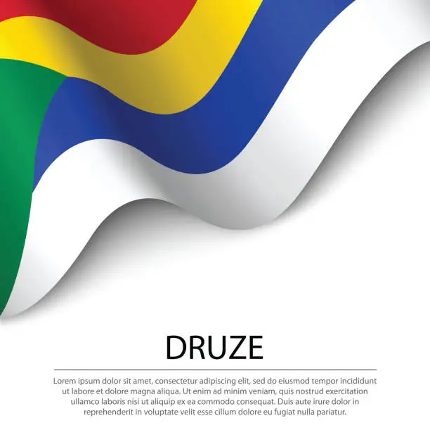 Vector illustration of Waving flag of Druze on white background. Banner or ribbon  template