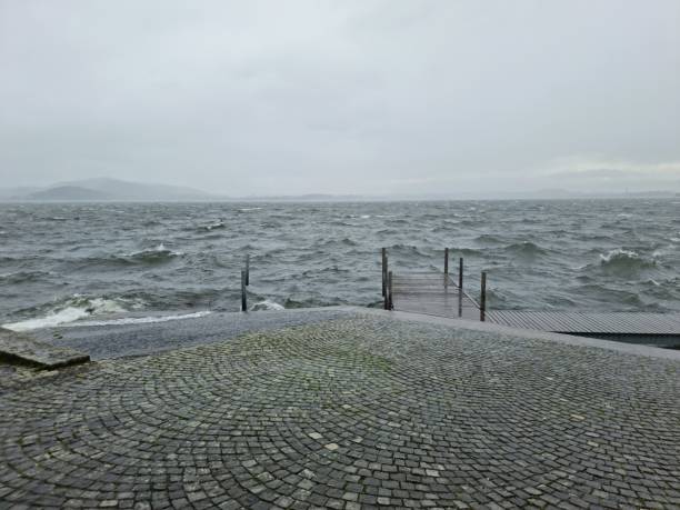 Lake Zug with big waves stock photo