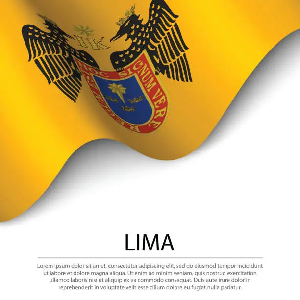 Vector illustration of Waving flag of Lima is a region of Peru on white background.