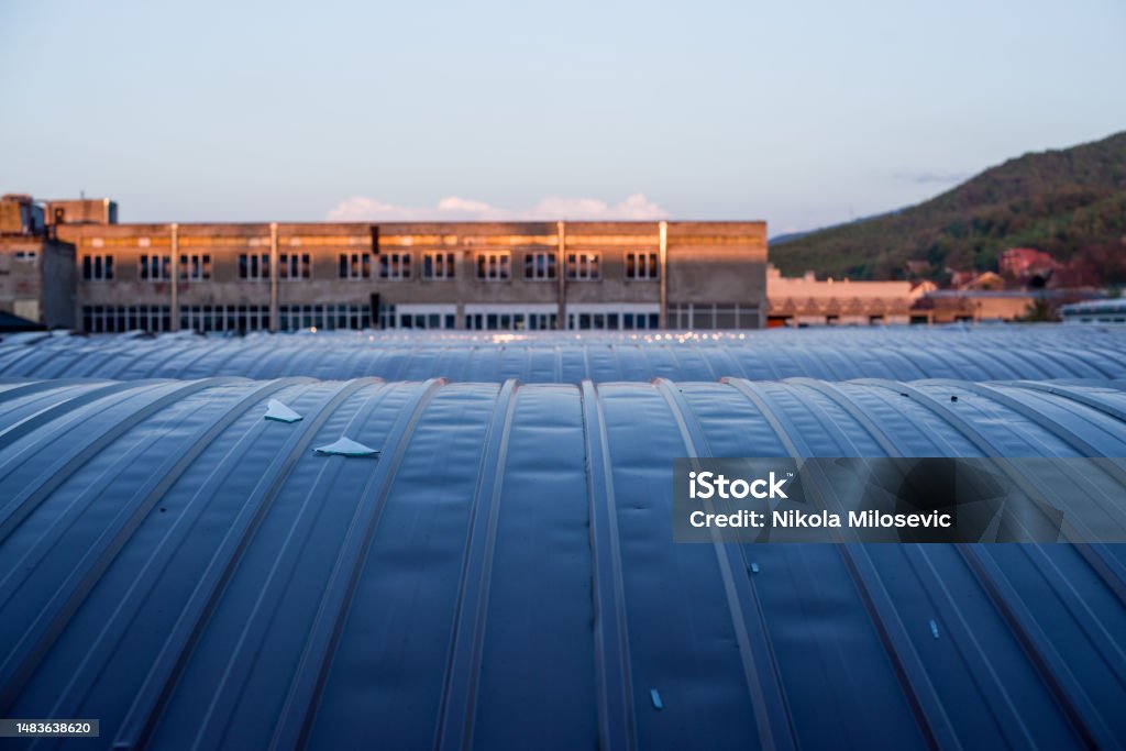 the roof tin roof in the industrial zone Adult Stock Photo