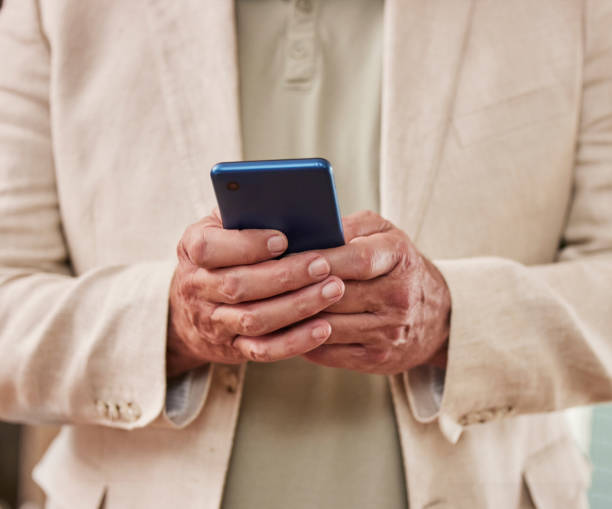 istock Businessman, hands and phone in networking for communication, social media or texting for conversation. Hand of male on mobile smartphone chatting, browsing or searching in research or discussion 1483639039