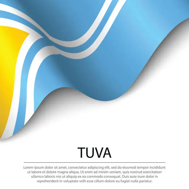 Vector illustration of Waving flag of Tuva is a region of Russia on white background.