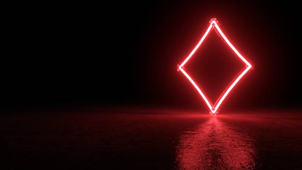 istock Diamonds Symbol Of Cards With Neon Light - 3D Illustration 1483643561