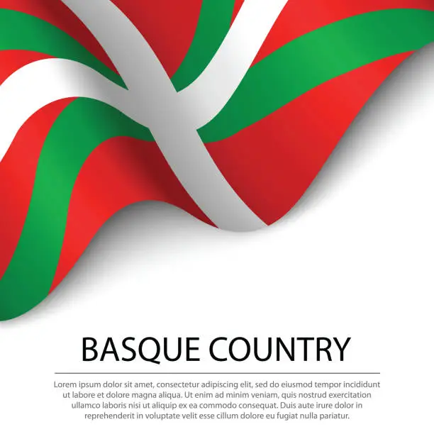 Vector illustration of Waving flag of Basque Country is a region of Spain on white background