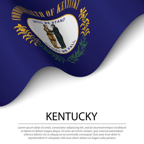 illustrations, cliparts, dessins animés et icônes de waving flag of kentucky est un état des états-unis sur fond blanc. - kentucky memorial