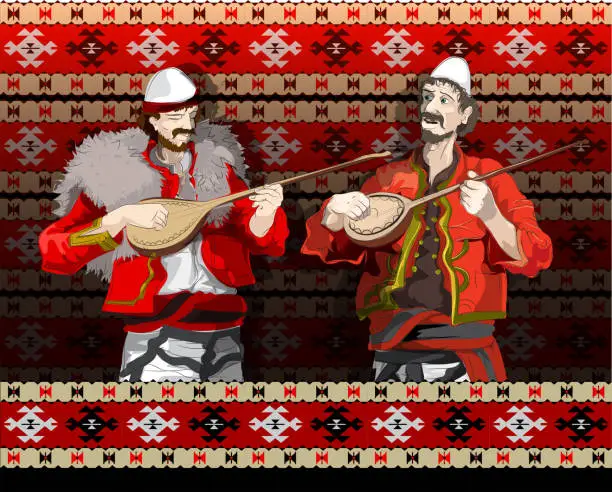 Vector illustration of Albanian folk music