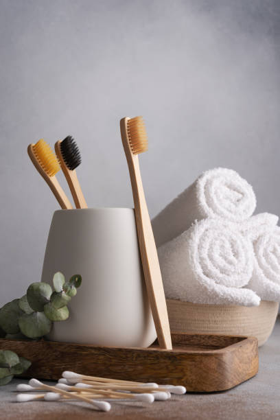 istock Natural eco friendly bamboo toothbrush 1483649414