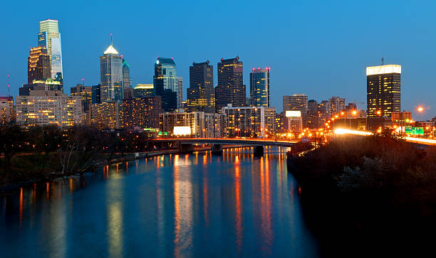 Philadelphia Skyline at Night stock photo