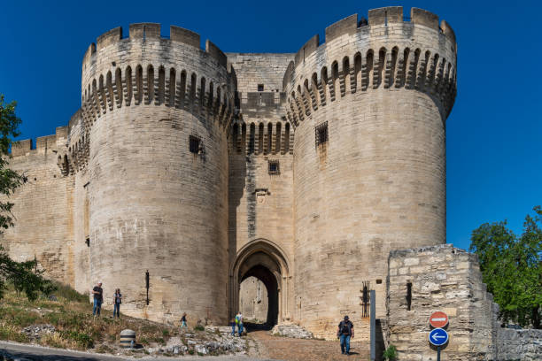 April 20, 2023: Fort Saint-Andre in Avignon, France. Photo taken of the castle and it's powerful walls and ramparts.
