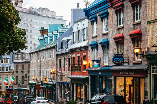 Shopping street in Quebec City, Canada
