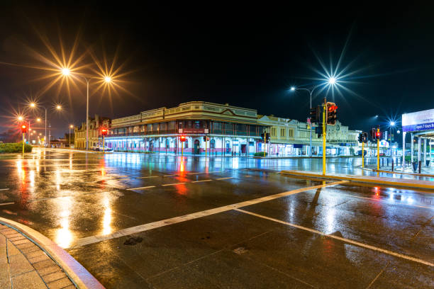Kalgoorlie-Boulder main street during a thunderstorm. Western Australia, Australia