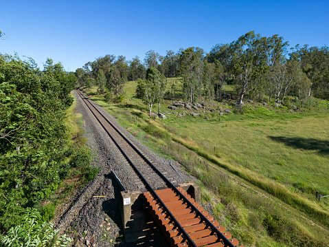 Old railway track in country Australia still in use in south-east Queensland