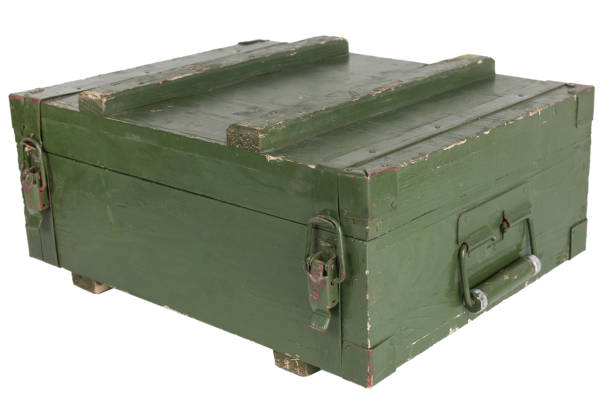 istock Wooden ammunition crate green color 1483695665