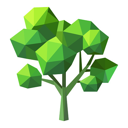 istock Abstract low poly tree icon isolated. Geometric polygonal style. 3d low poly. 1483705933