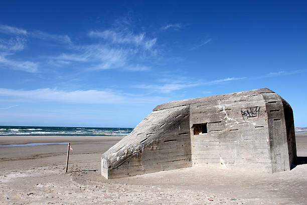 alemán wwii bunker en danés beach - løkken fotografías e imágenes de stock