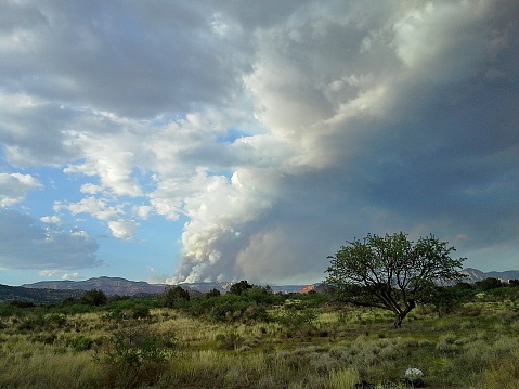 Smoke billowing from The Slide Fire near Sedona, Arizona.