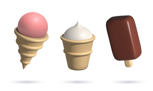 istock 3d ice cream icons set chocolate strawberry and creamy sundae realistic vector illustration 1483719563