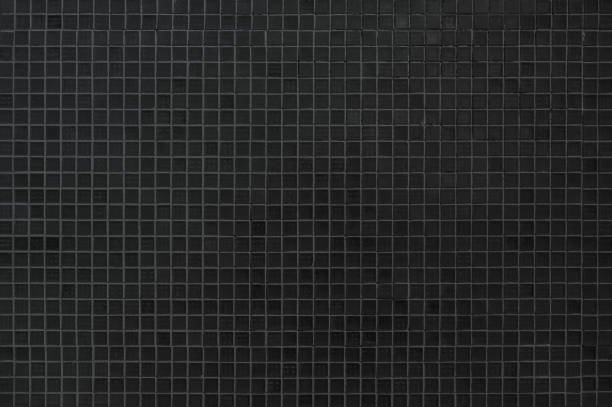 istock Dark black ceramic wall chequered and floor tiles mosaic background in bathroom. Design pattern geometric with grid wallpaper texture decoration pool. Simple seamless abstract surface grunge. 1483719620