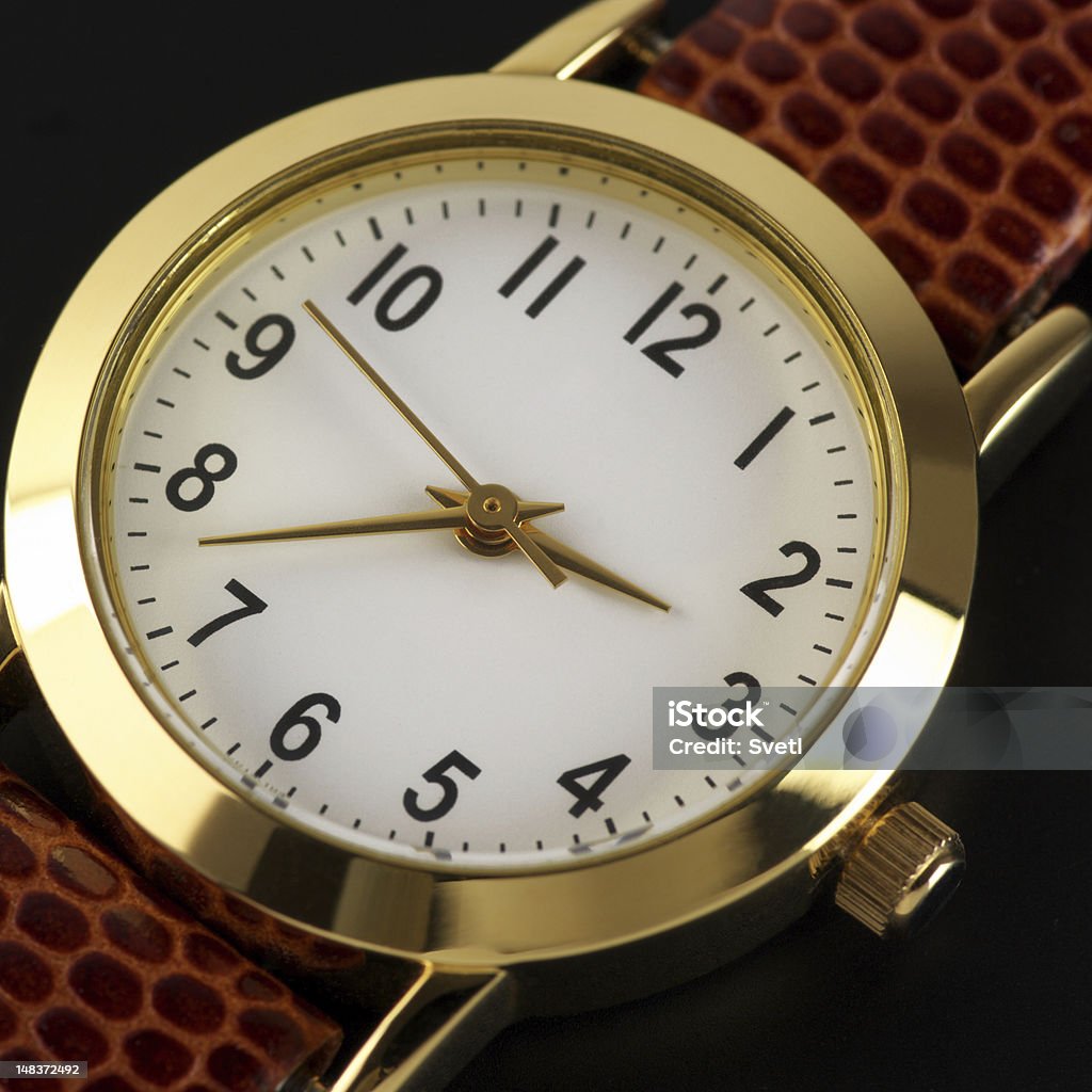 Wrist watch close-up Dial of classical wrist watch close-up. Extreme Close-Up Stock Photo
