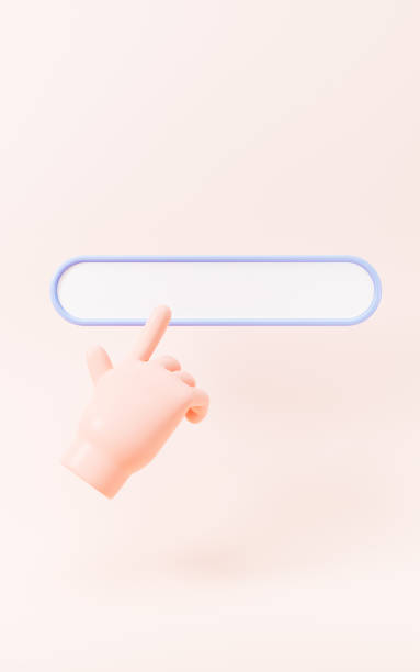 istock Cartoon hand and search box, 3d rendering. 1483726415