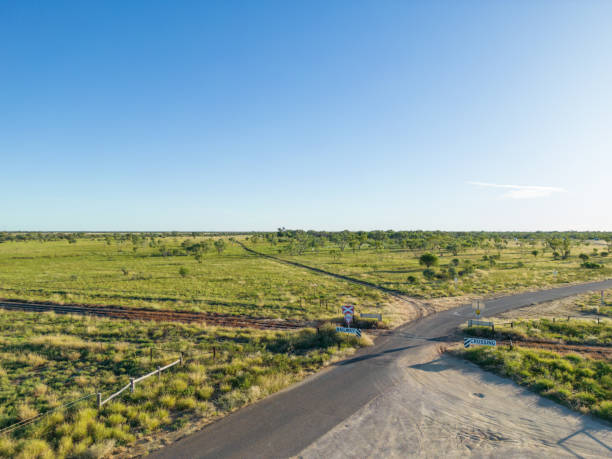 Outback railway crossing near Longreach, Outback Queensland