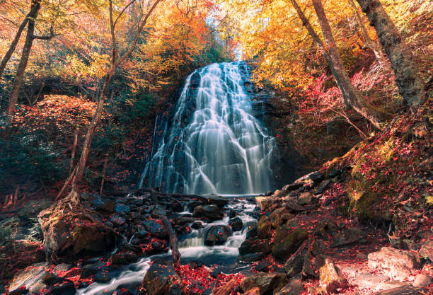 istock Crabtree Falls on Blue Ridge Parkway in Fall season. 1483736754