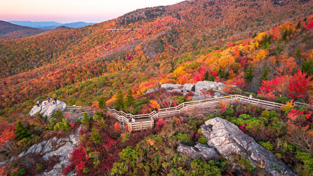 blue ridge parkway, karolina północna. - blue ridge mountains blue ridge parkway north carolina autumn zdjęcia i obrazy z banku zdjęć