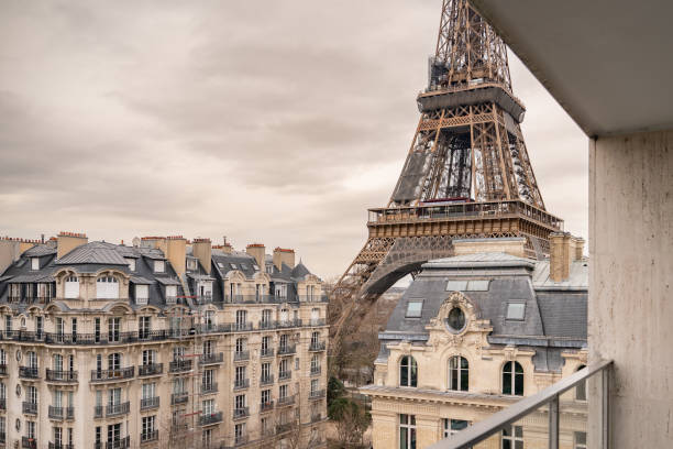istock Eiffel tower view from hotel room, Paris. 1483742529