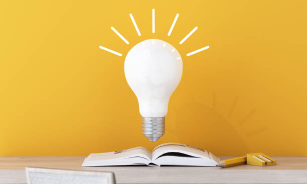 istock light bulb with glowing rays, with book learning, cartoon style, stationery, symbol of creativity, doodles concept, innovation, inspiration, invention and idea, 3d rendering on yellow background 1483743407