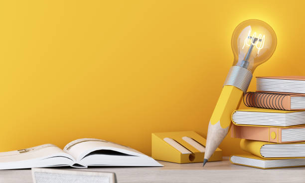 istock light bulb with glowing rays, with book learning, cartoon style, stationery, symbol of creativity, doodles concept, innovation, inspiration, invention and idea, 3d rendering on yellow background 1483743428