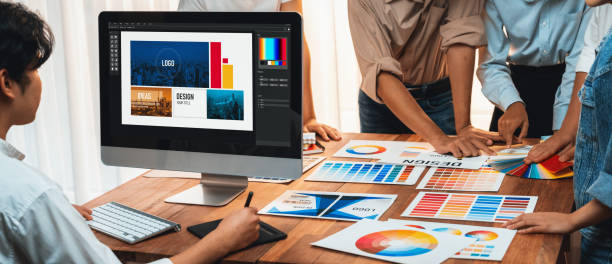 istock Graphic designer works on computer laptop with digital pen. Scrutinize 1483745063