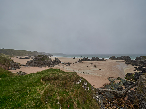 landscape at durness beach along the coastline of the northern coast of Scotland, UK.