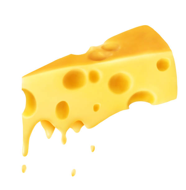 istock Melted piece of cheese in the air on a white background 1483745694