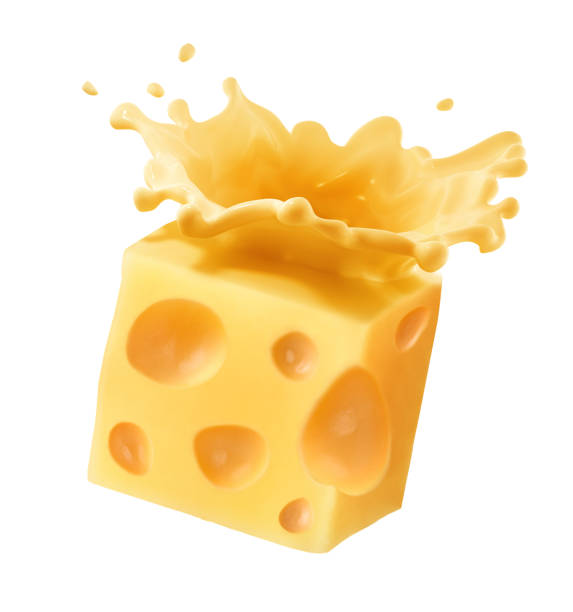 kawałek sera z koroną sera izolowany na białym tle - cheese portion emmental cheese yellow zdjęcia i obrazy z banku zdjęć