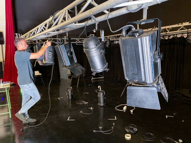 istock Sound technician working on the assembly of spotlights 1483745763