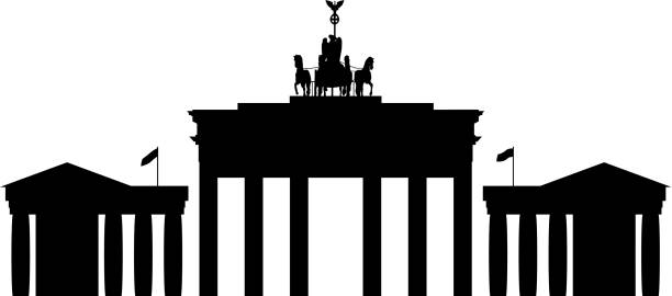 illustrations, cliparts, dessins animés et icônes de porte de brandebourg, berlin, allemagne silhouette - berlin germany skyline silhouette brandenburg gate