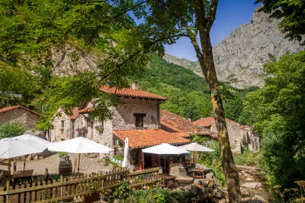Bulnes village in Picos de Europa, Asturias, Spain