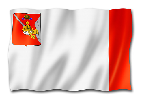 Vologda state - Oblast -  flag, Russia waving banner collection. 3D illustration