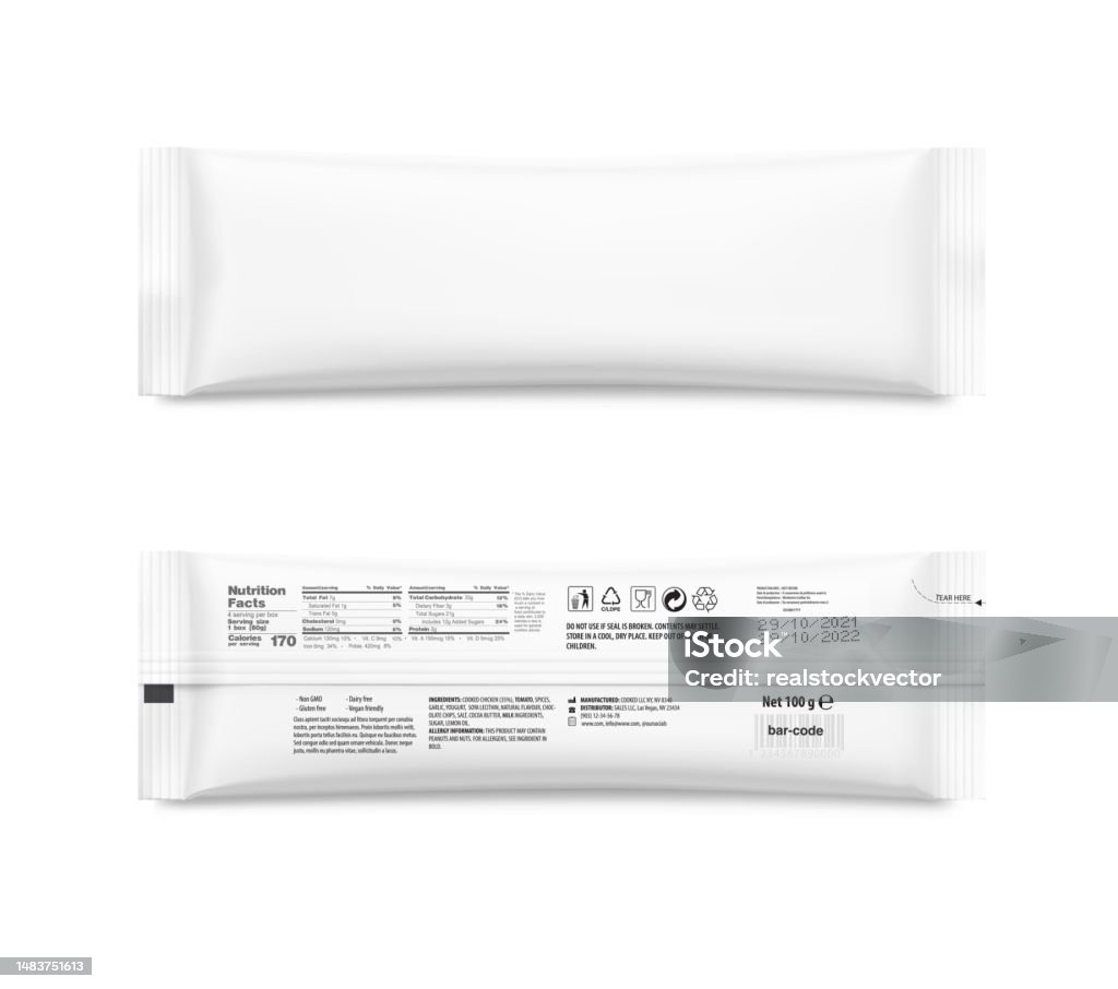 Flow Packages Realistic Flow Package Bag Mockup Vector Illustration Isolated On White ...