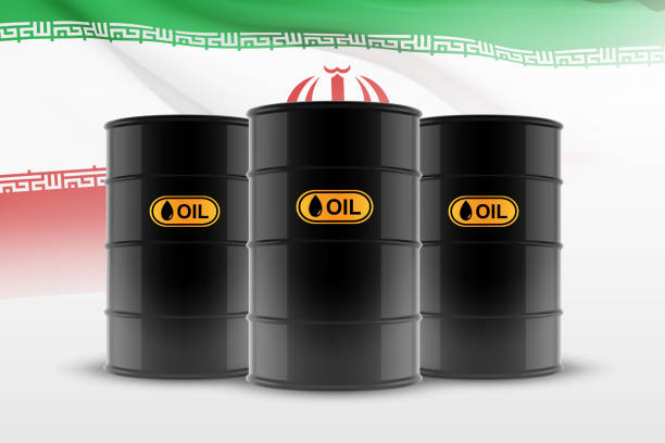 istock Oil barrels with Iranian flag. Oil industry concept 1483754177