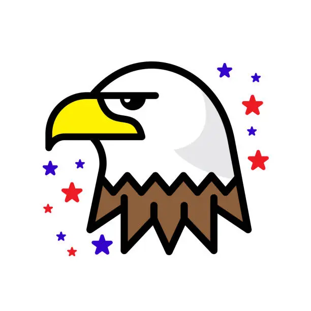 Vector illustration of Bald Eagle Icon Line Art
