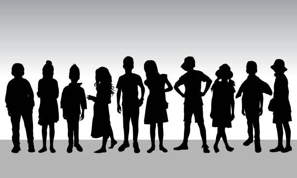 kinder silhouetten - 12 13 jahre stock-grafiken, -clipart, -cartoons und -symbole