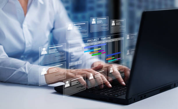 istock Human resources and management concept. Employee must complete the online survey form. Marked checklist on a clipboard. 1483759348