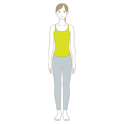 Full body illustration of a woman standing in good posture
