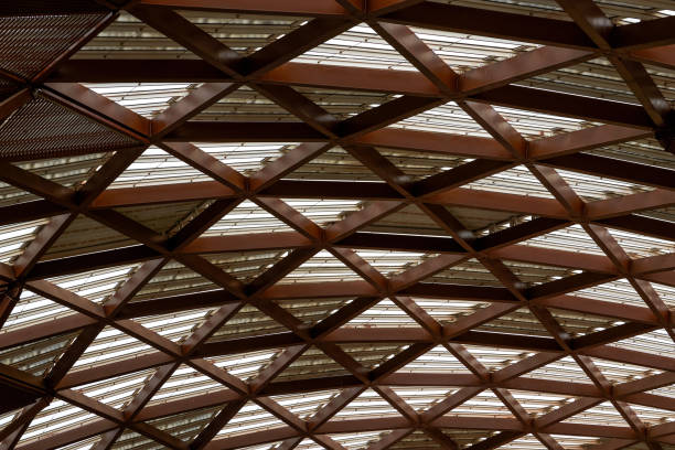 istock Dome of large brown steel structure building 1483769349