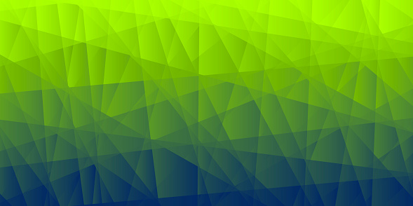 Modern and trendy abstract geometric background. Beautiful polygonal mosaic with a color gradient. This illustration can be used for your design, with space for your text (colors used: Green, Blue). Vector Illustration (EPS10, well layered and grouped), wide format (2:1). Easy to edit, manipulate, resize or colorize.