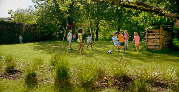 Children playing football